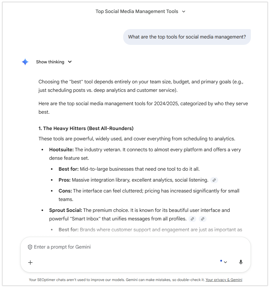 Social media tools Gemini